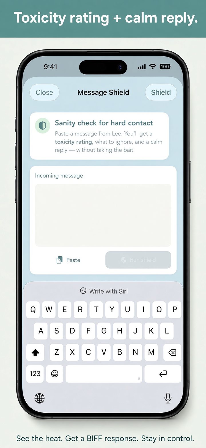 Message Shield screen in Gentler Coparent
