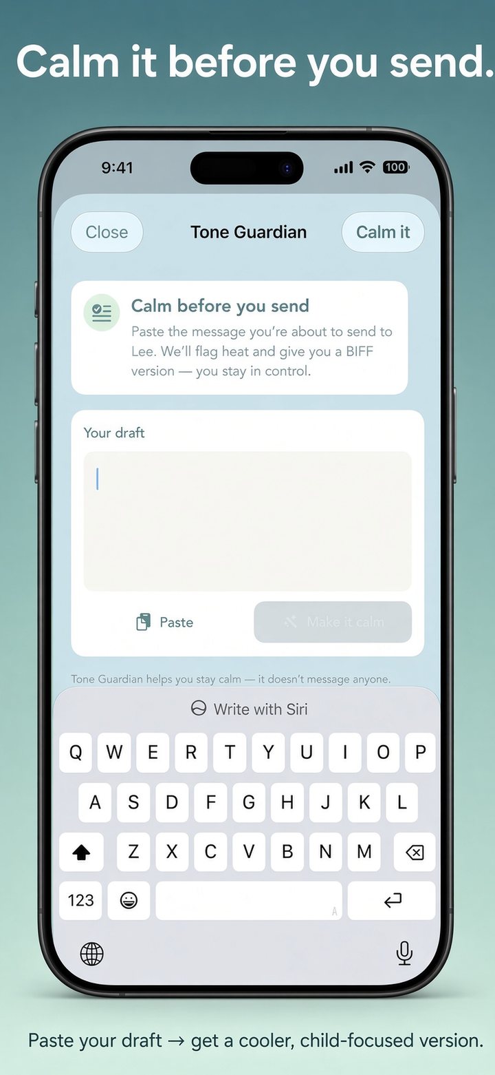 Tone Guardian screen in Gentler Coparent